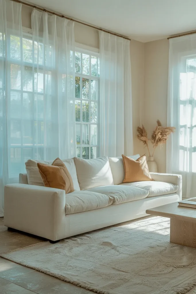 Fabric Sofa in White or Off-White for a Bright, Airy Living Room