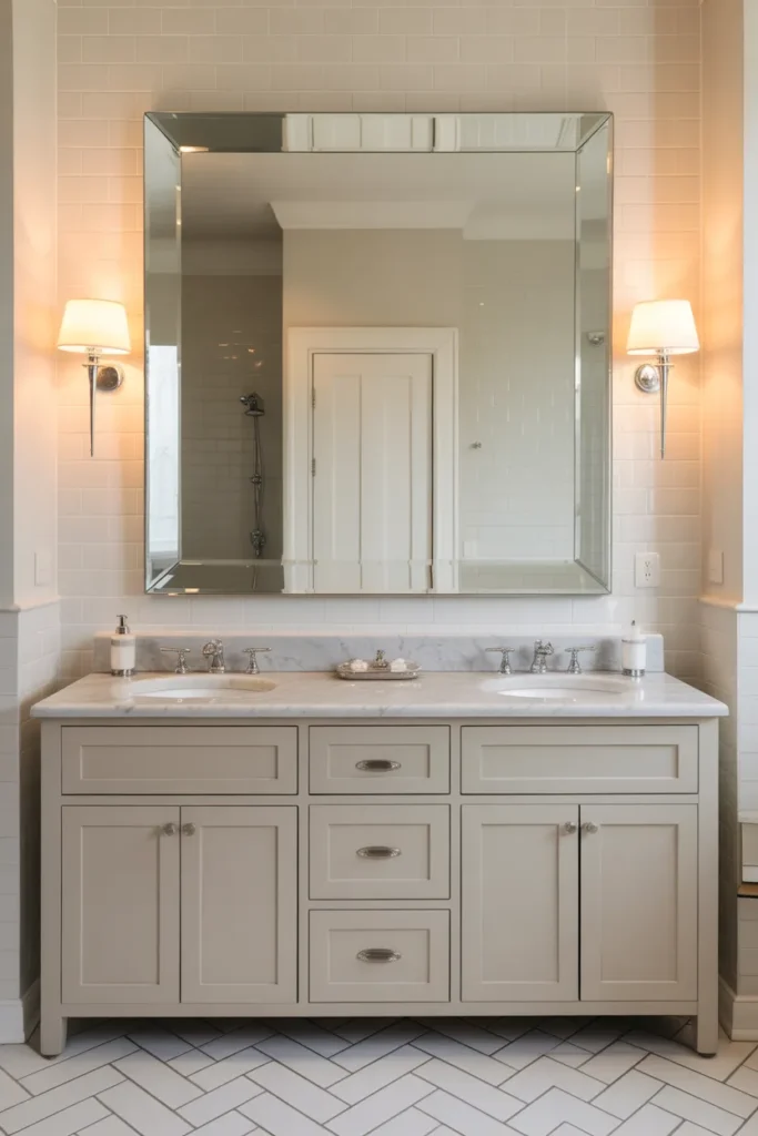 Frameless Beveled Mirror for a Timeless High-End Bathroom Finish