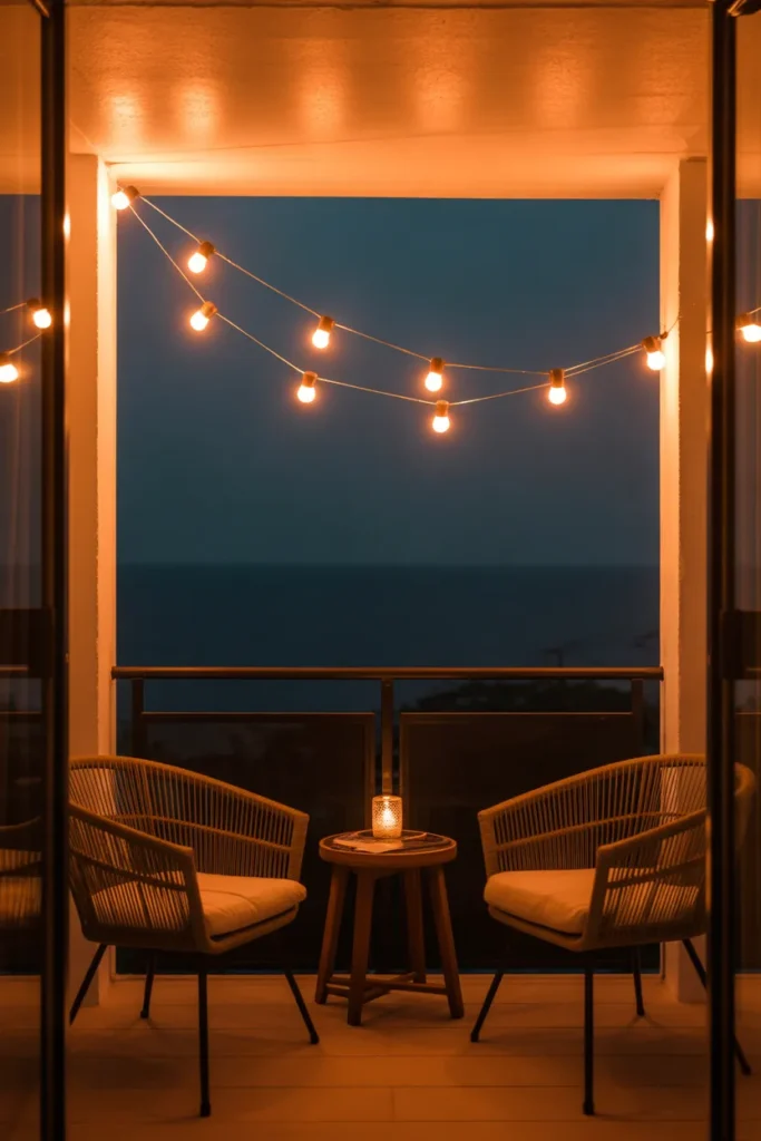 Hang String Lights to Define the Space After Dark
