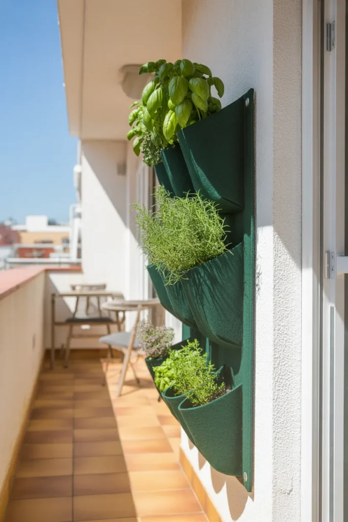 Herb Garden With a Wall-Mounted Pocket System