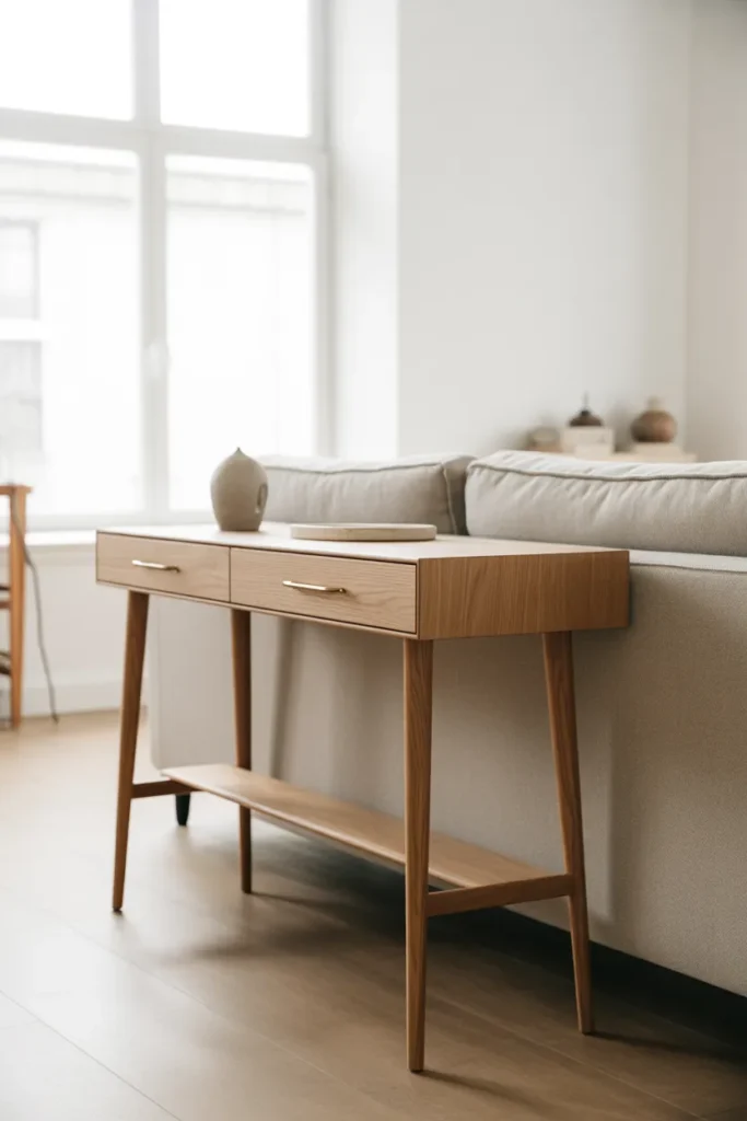 Japandi-Style Low Console With Negative Space