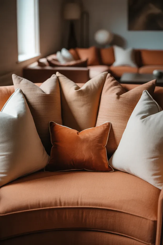 Layer Cushions Strategically on a Curved Sofa