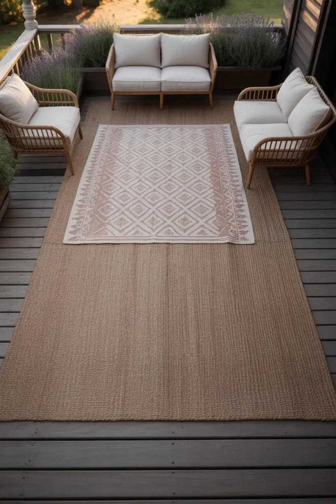 Layer Outdoor Rugs to Define a Cozy Seating Zone