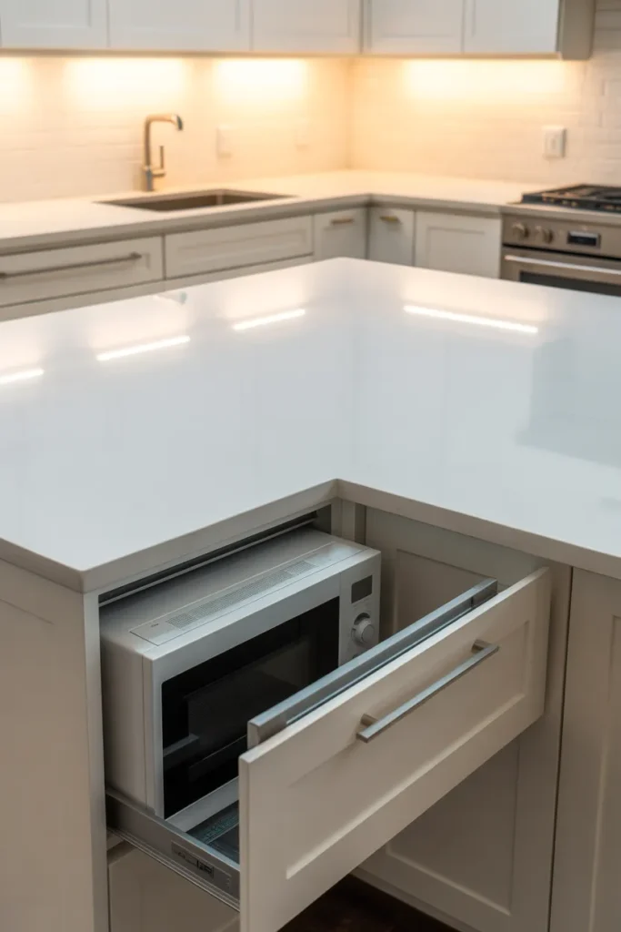 Microwave Drawer and Hidden Trash Pull-Out