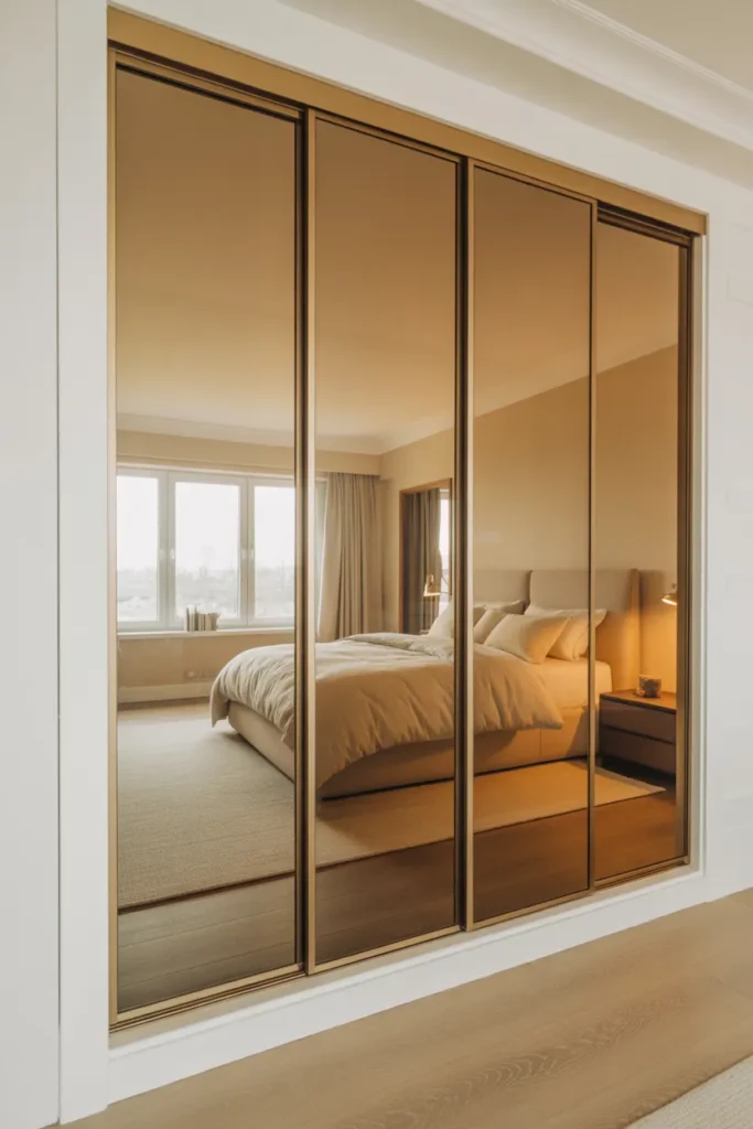 Mirrored Wardrobe Doors With Integrated Frame Detail for a Luxe Finish