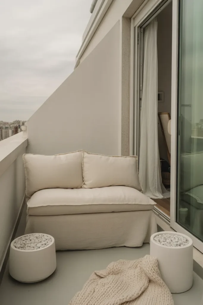 Monochrome Color Scheme to Make a Cramped Balcony Feel Curated