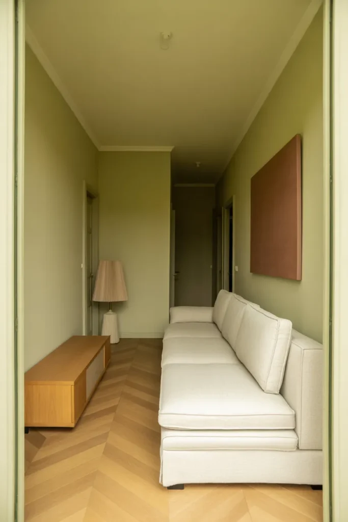Narrow living room approximately 10 by 20 feet