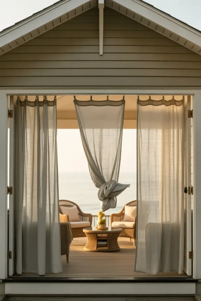 Outdoor Curtain Panels on the Porch Perimeter