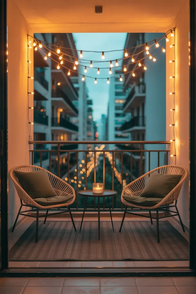 Outdoor Rugs and String Lights to Build a Cozy Evening Atmosphere