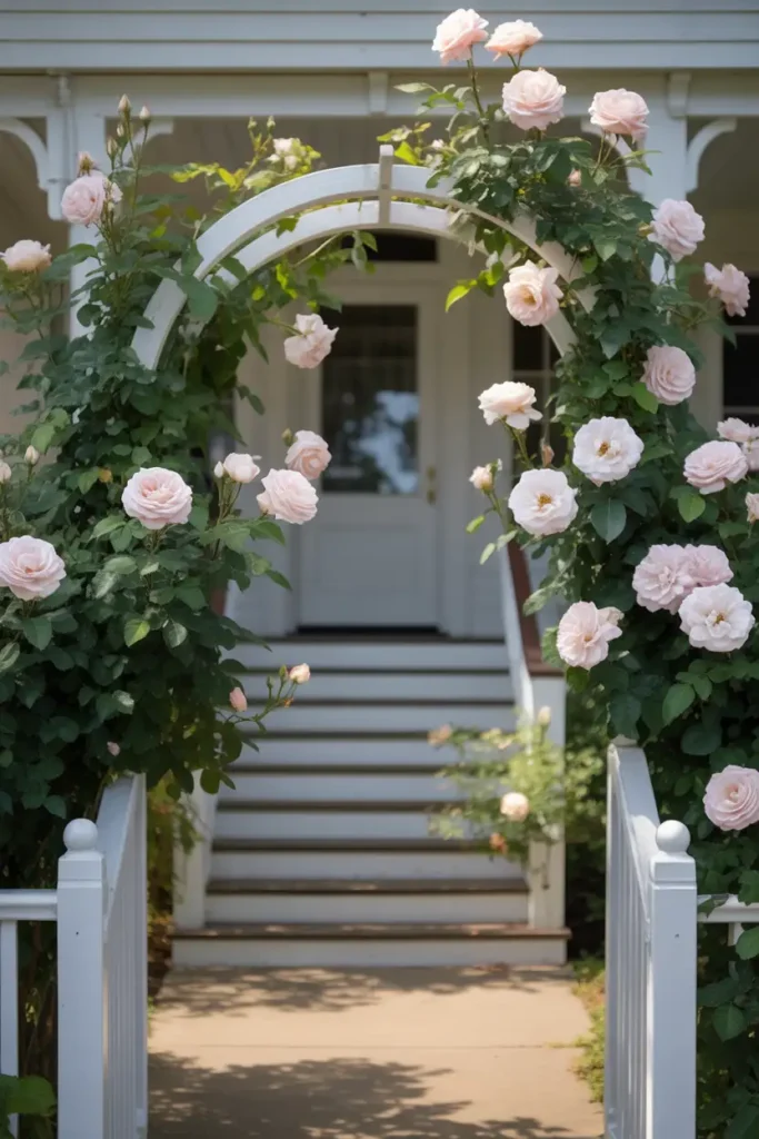 Porch Entry With Climbing Roses