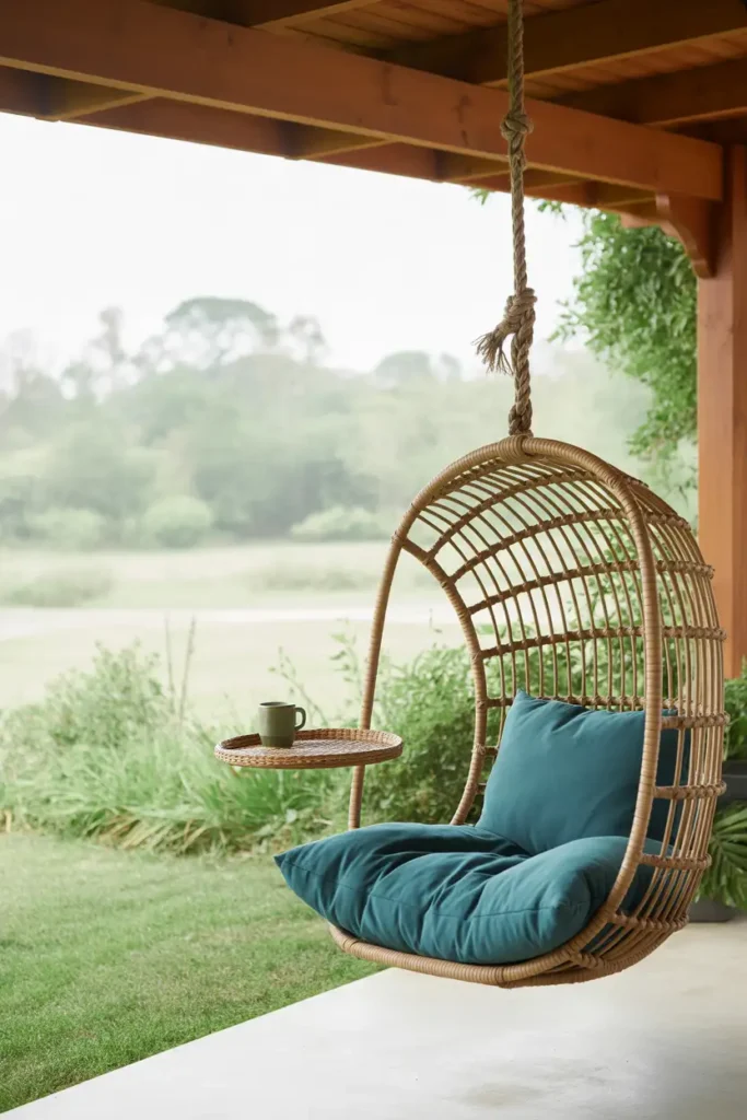 Rattan Egg Chair on the Porch