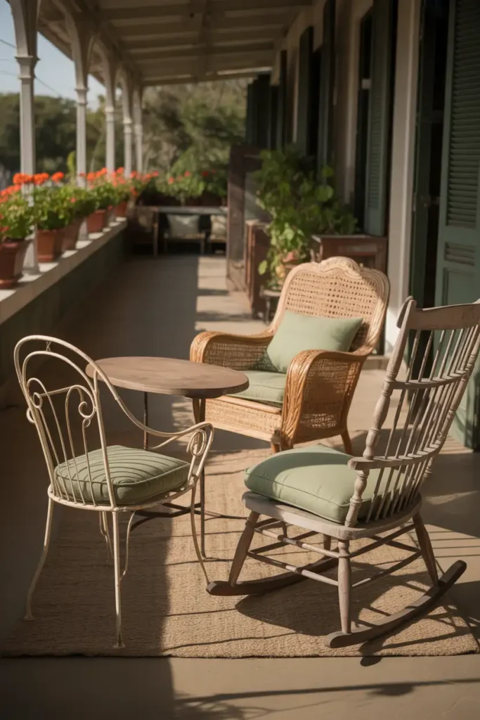 Seating Vignette With Mismatched Vintage Chairs