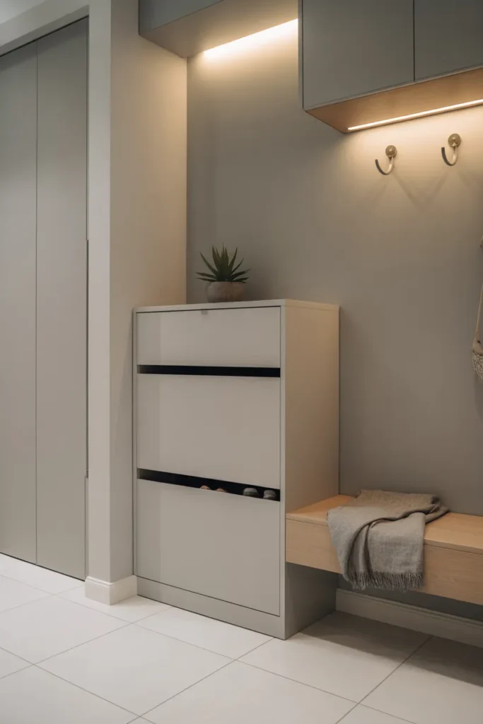 Shallow Shoe Cabinet to Solve the Most Common Entry Clutter Problem