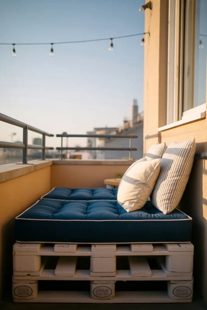 Simple DIY Pallet Daybed for a Lounge-Style Balcony