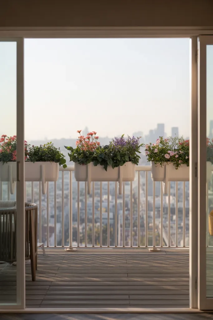 Slim Railing Planter to Add Greenery Without Floor Loss