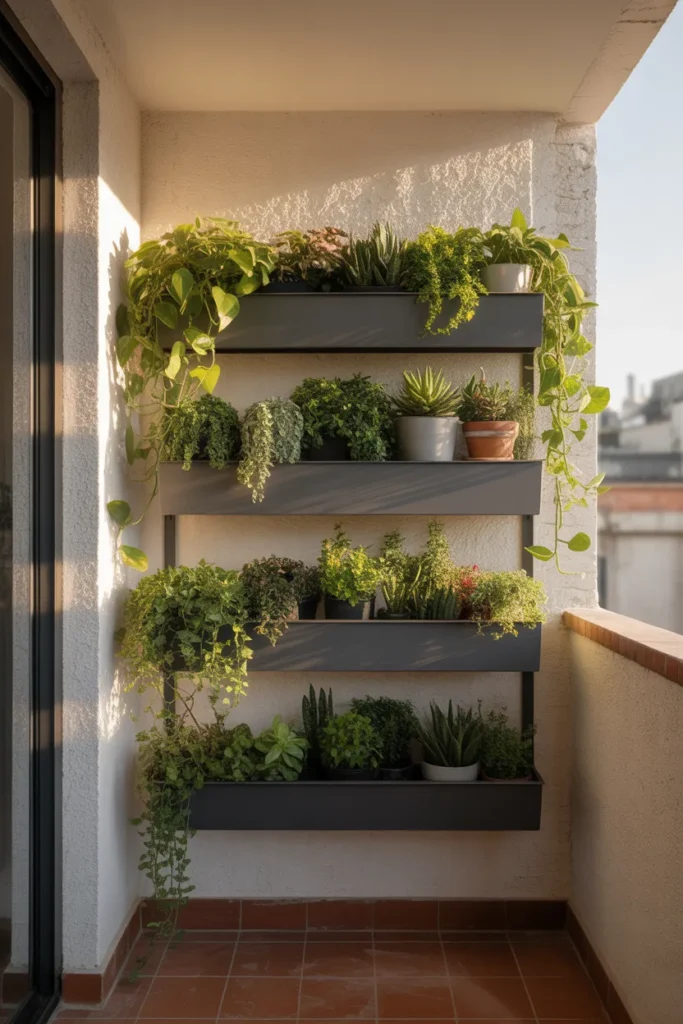Stack Vertical Plant Shelving Instead of Using Floor Planters