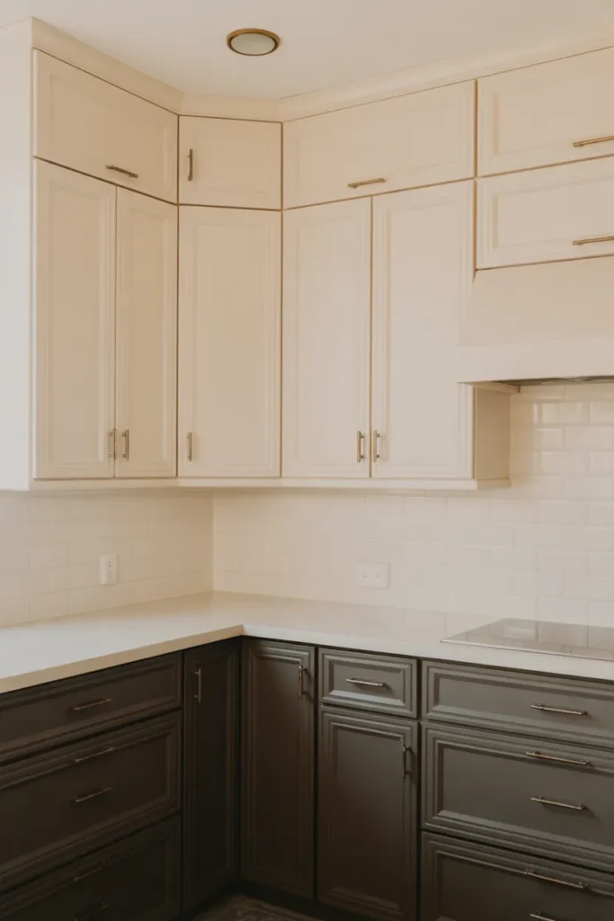 Two-Tone Cabinet Design With Dark Lowers and Light Uppers