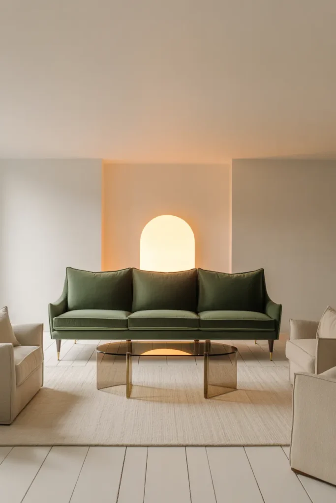 Velvet Jewel-Tone Sofa as the Anchor Piece