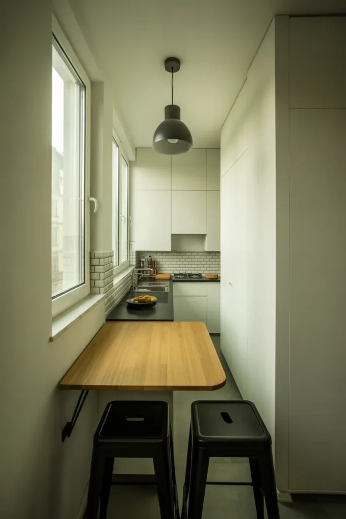 Wall-Mounted Drop-Leaf Table for Kitchens Under 100 Square Feet