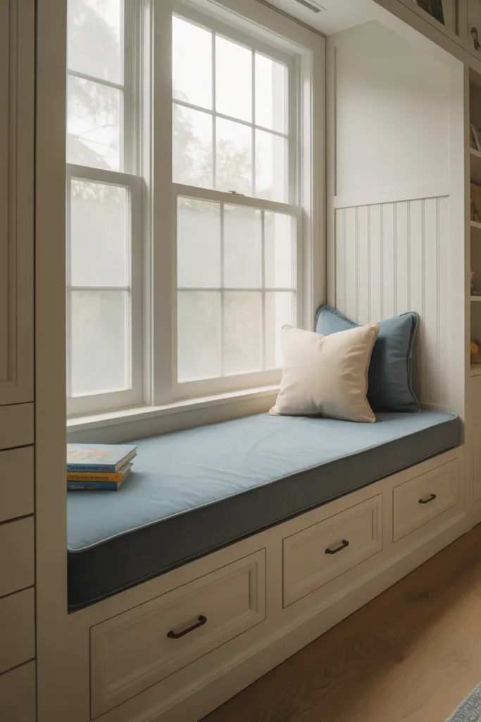 Window Seat With Built-In Storage to Create a Reading Nook