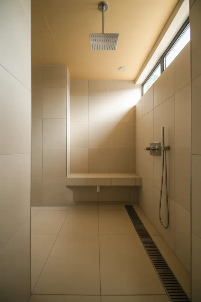 a curbless walk-in shower