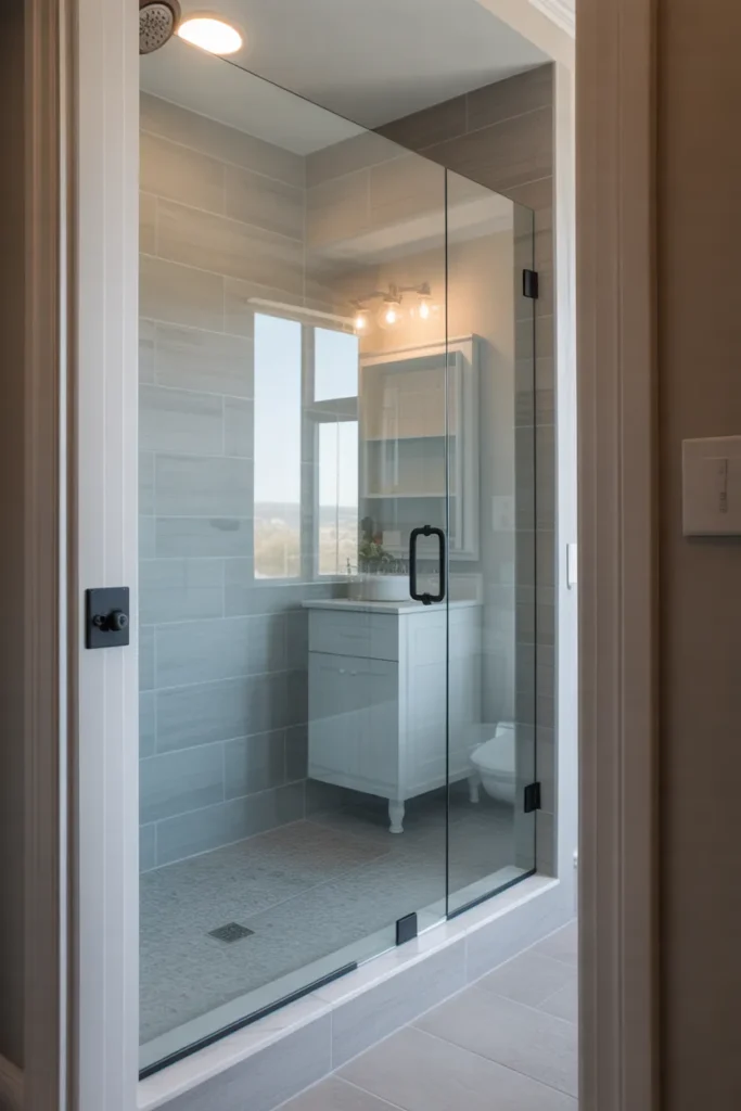 a frameless clear glass shower