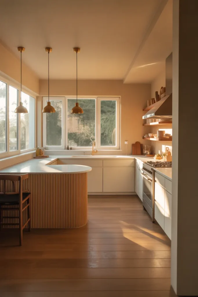 a light‑filled L‑shaped kitchen