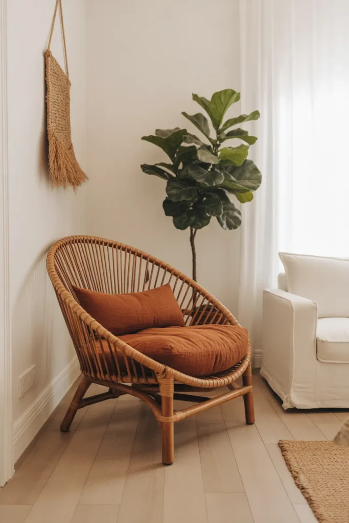 a round rattan accent chair
