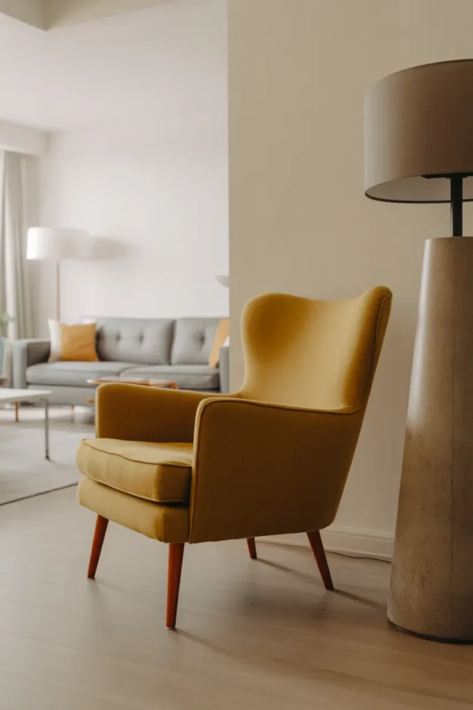 a single reupholstered mid-century Danish armchair