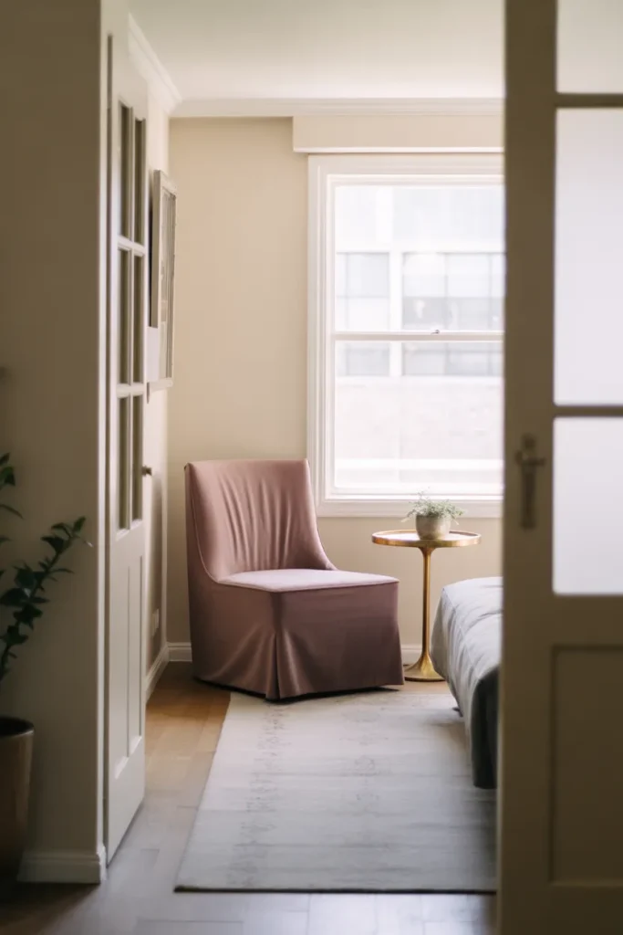 a slim armless slipper chair