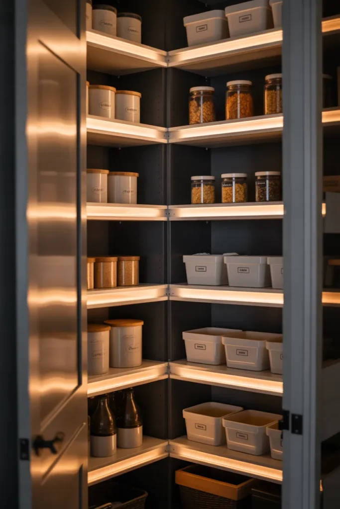 a walk-in corner pantry