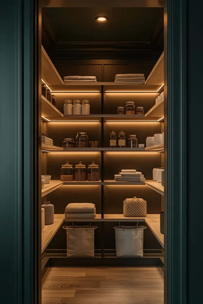 a walk-in corner pantry