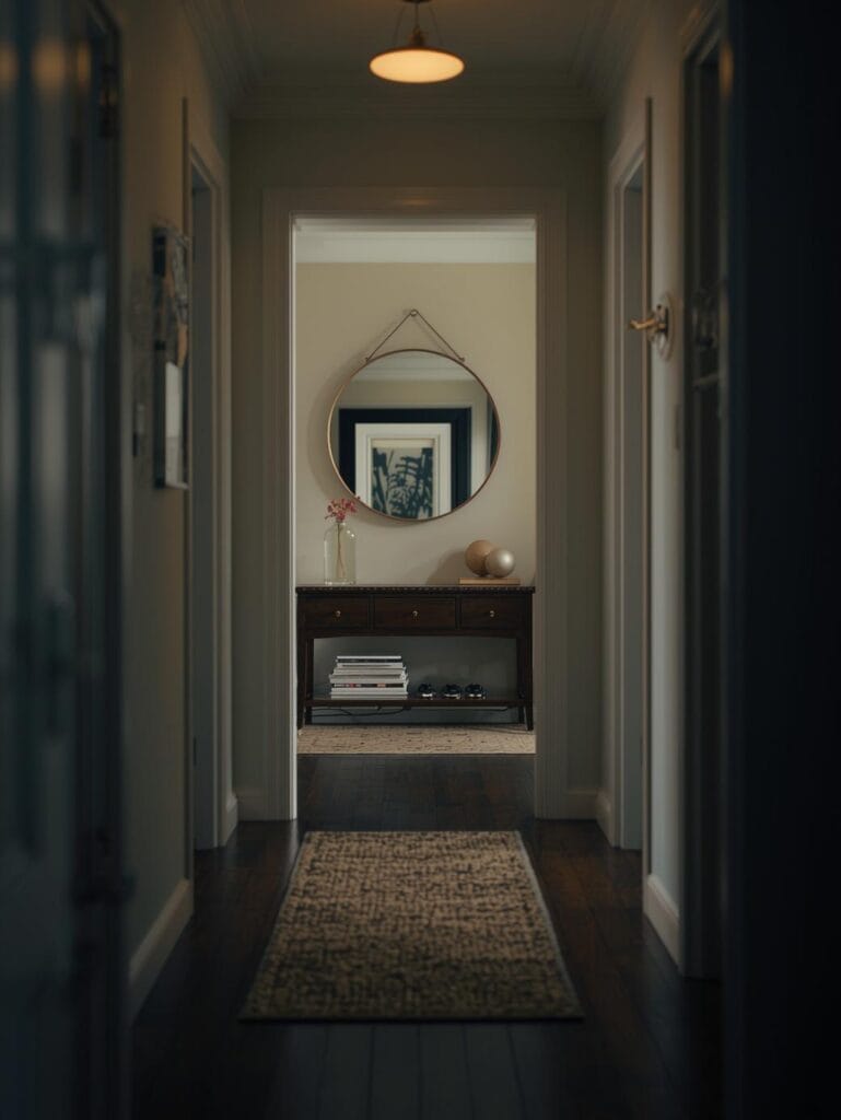 a well-defined living room entryway transition