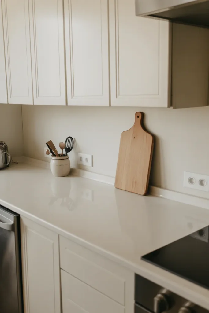 empty white quartz countertops
