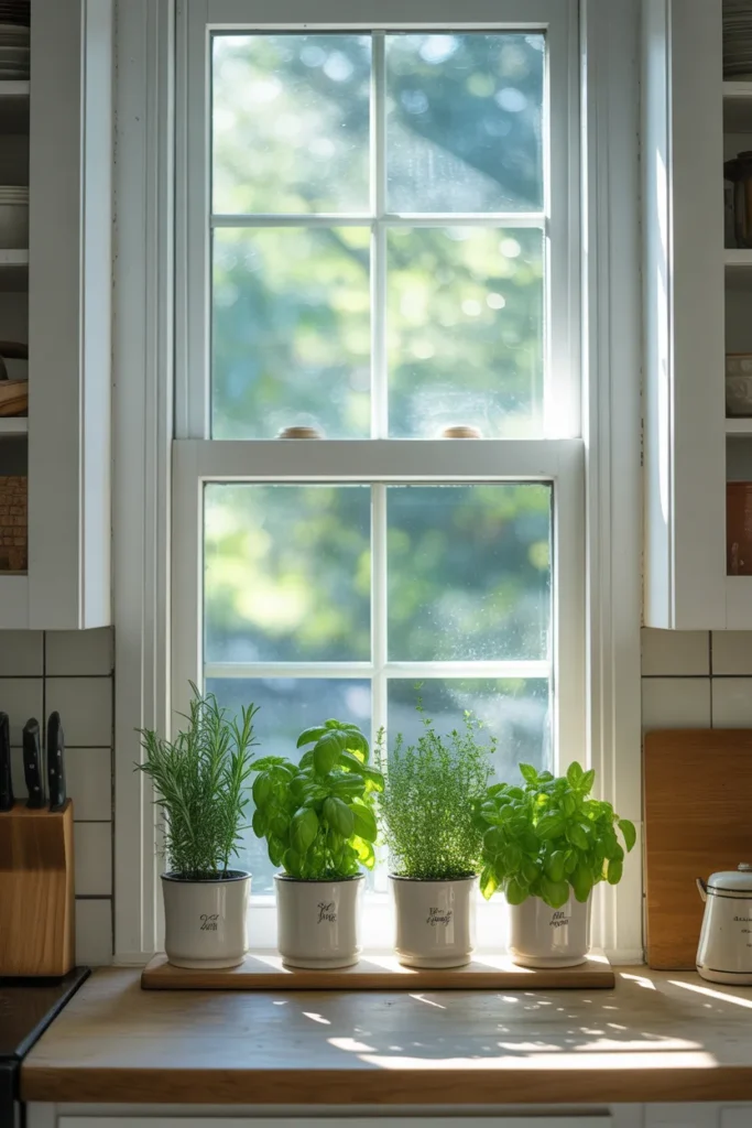 four matching small white ceramic pots