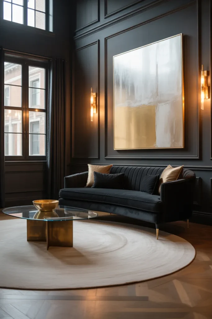 full midnight black velvet sofa