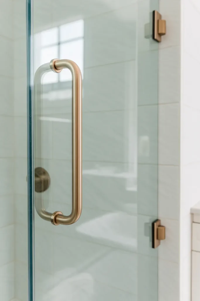 glass shower door close-up detail