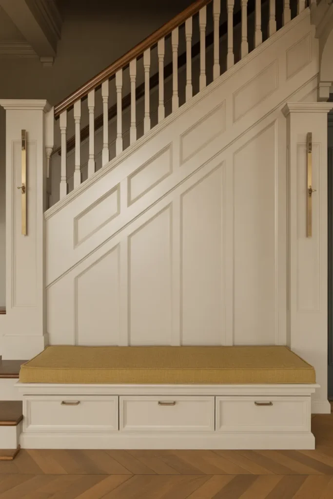 grand foyer at the base of a formal staircase