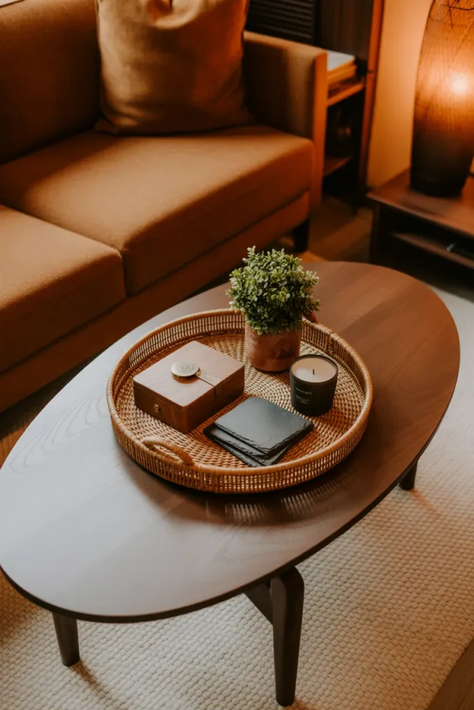 medium oval walnut coffee table