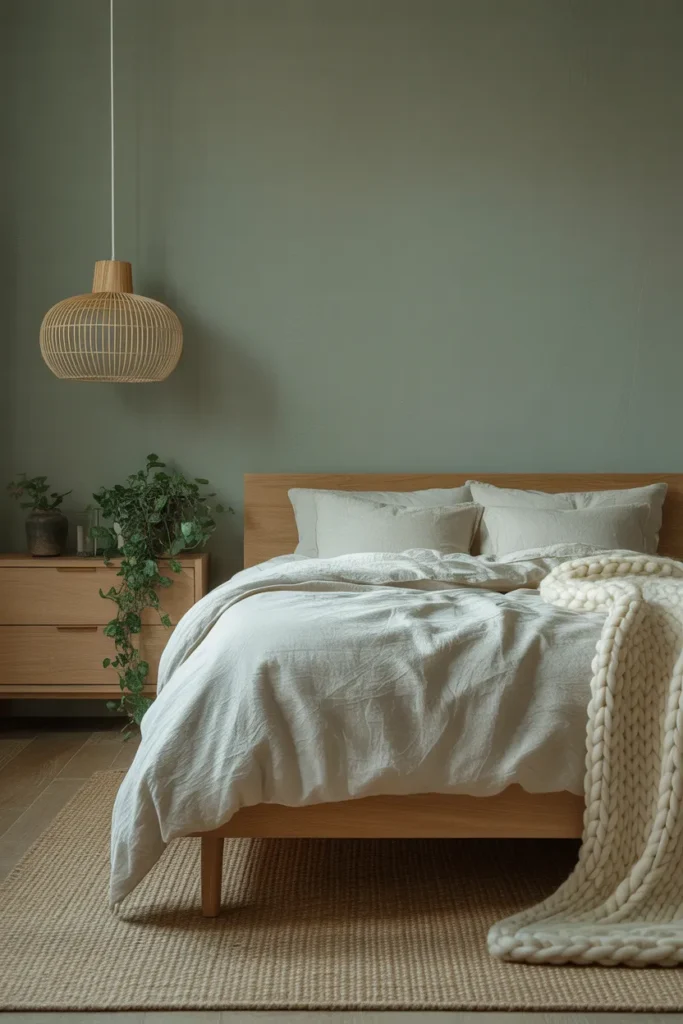 muted sage green walls