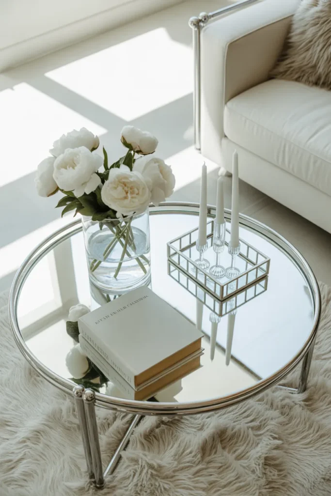 round glass and chrome coffee table