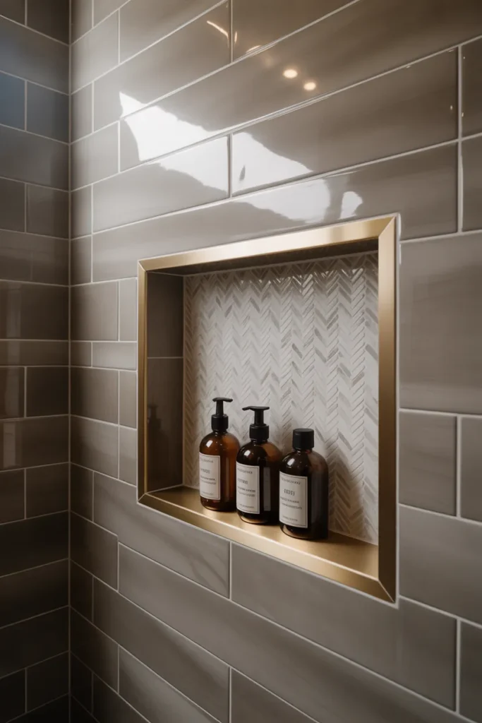 shower wall with a single recessed