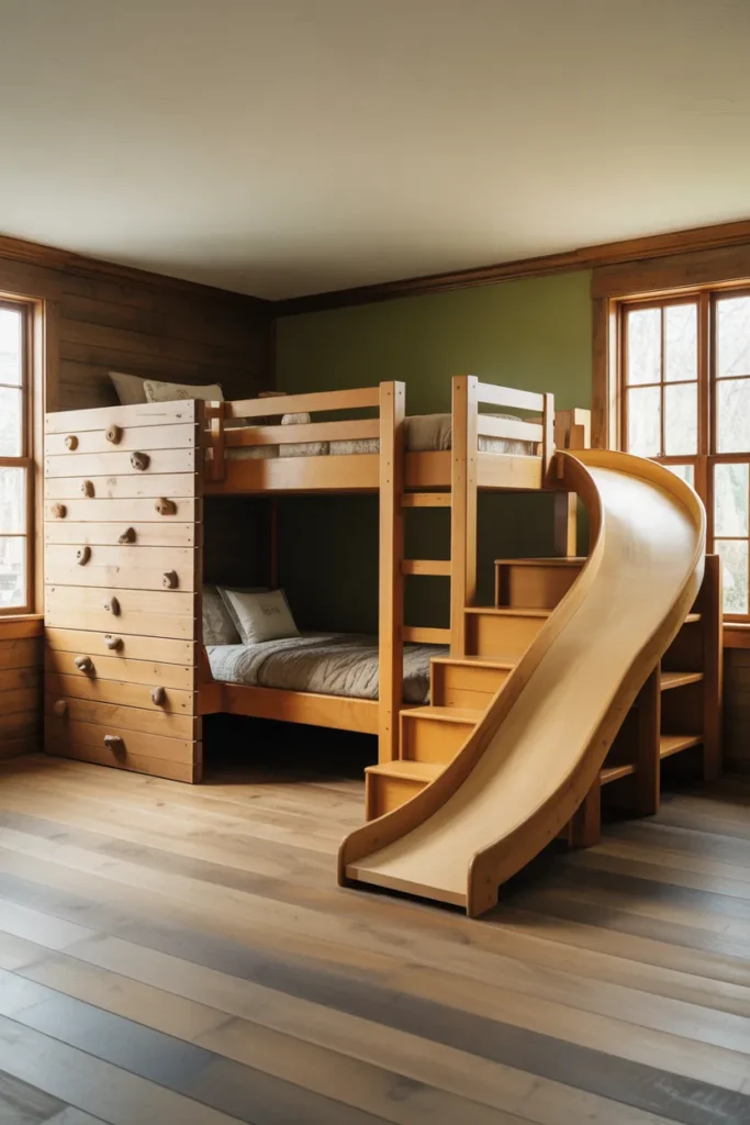 spacious rustic adventure kids bedroom