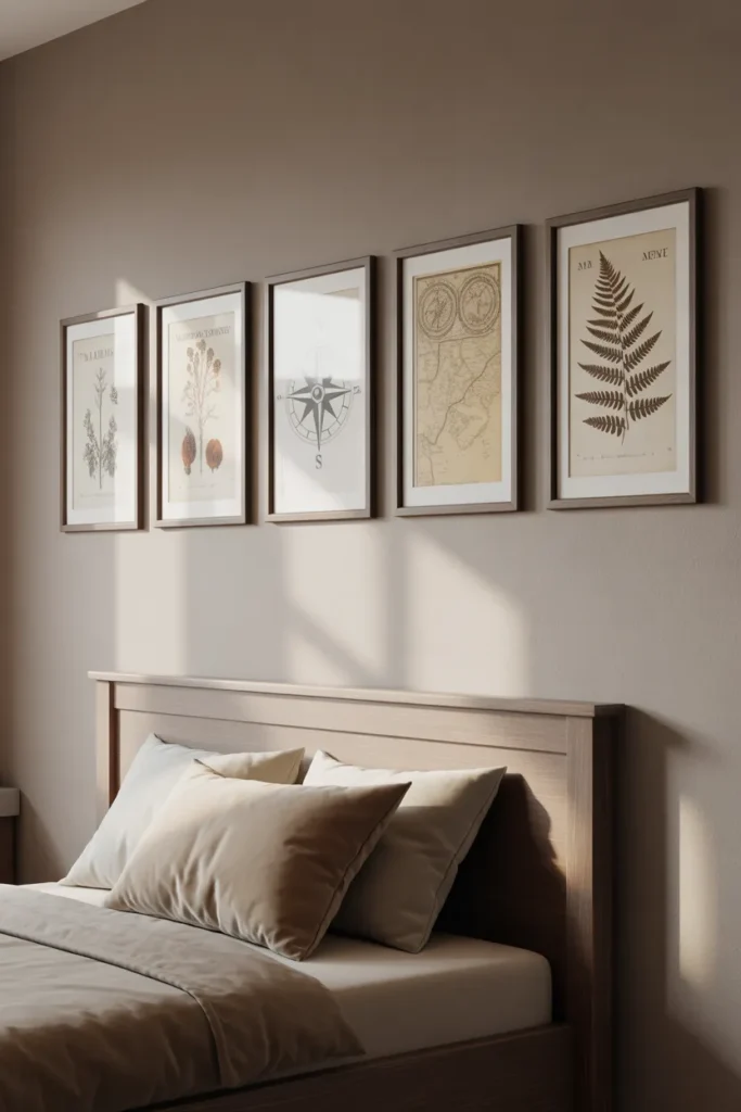 transitional kids bedroom wall detail above a simple twin bed headboard