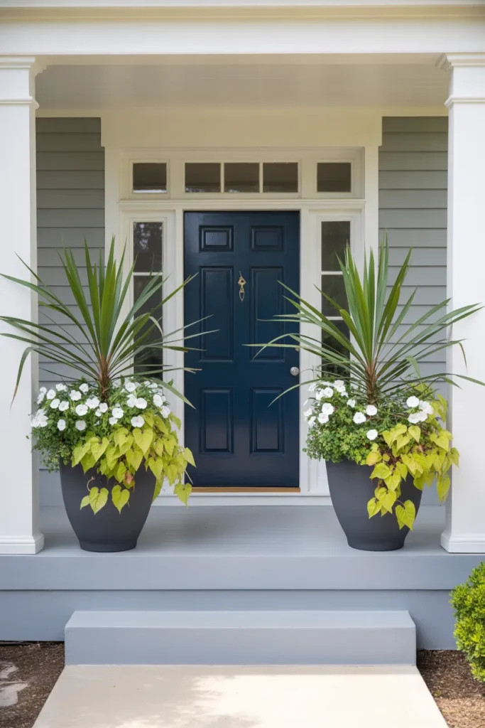 transitional-style home front porch