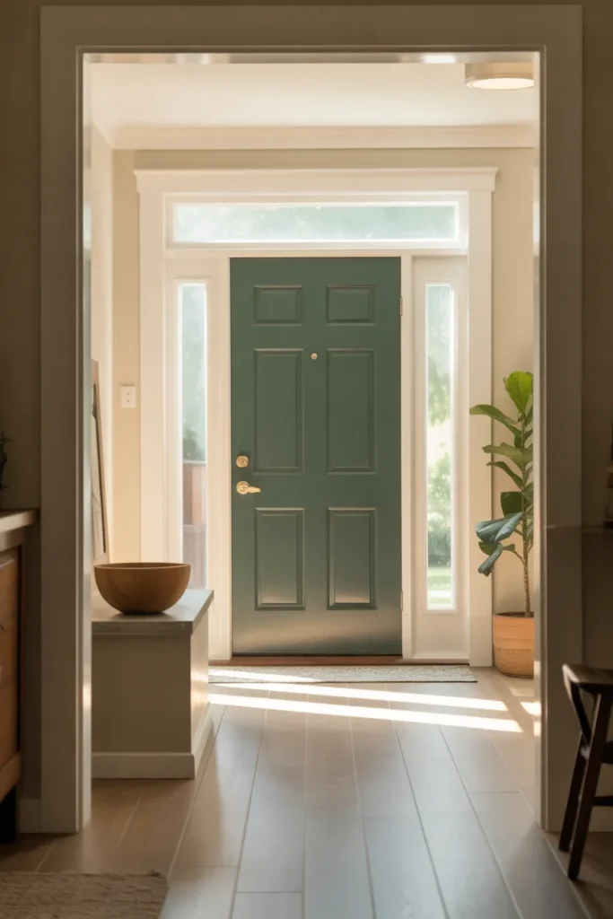 Interior Door Face a Bold Color to Create Curb-to-Interior Impact