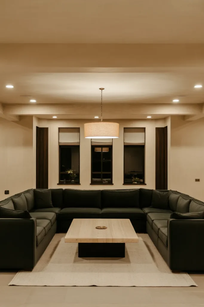 Spacious American family living room