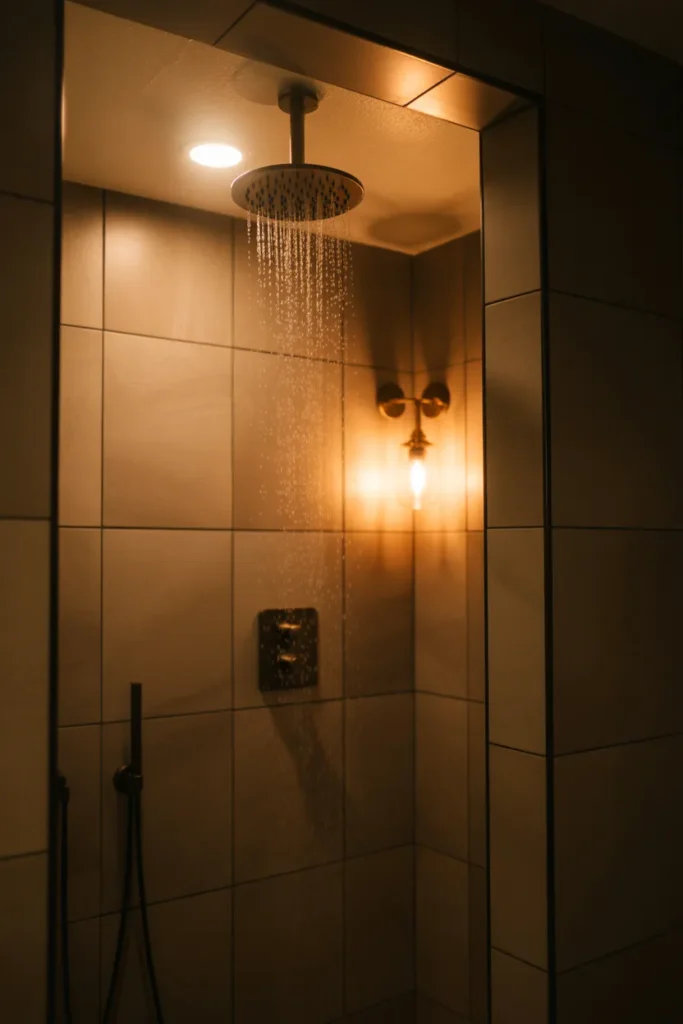 warm 2700K recessed lighting glowing softly from a ceiling fixture