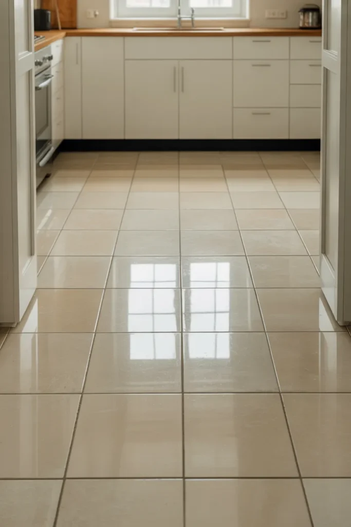 warm cream porcelain tile floors