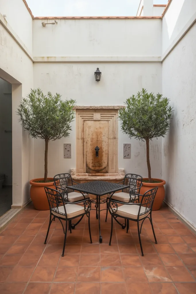 The Shaded Courtyard Patio With a Mediterranean Morning Feel